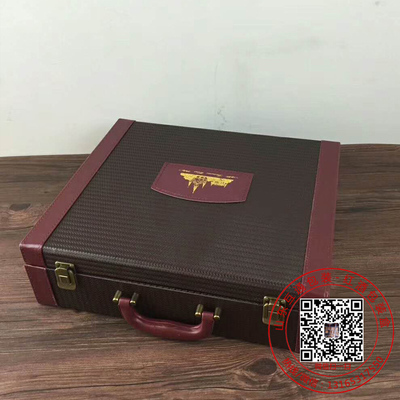 新款棕色双支花格4红酒皮盒现货 (70).jpg